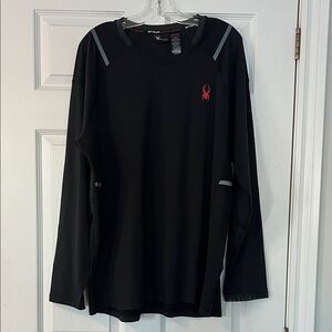 Spyder Men's Black and Red Long Sleeve Tee